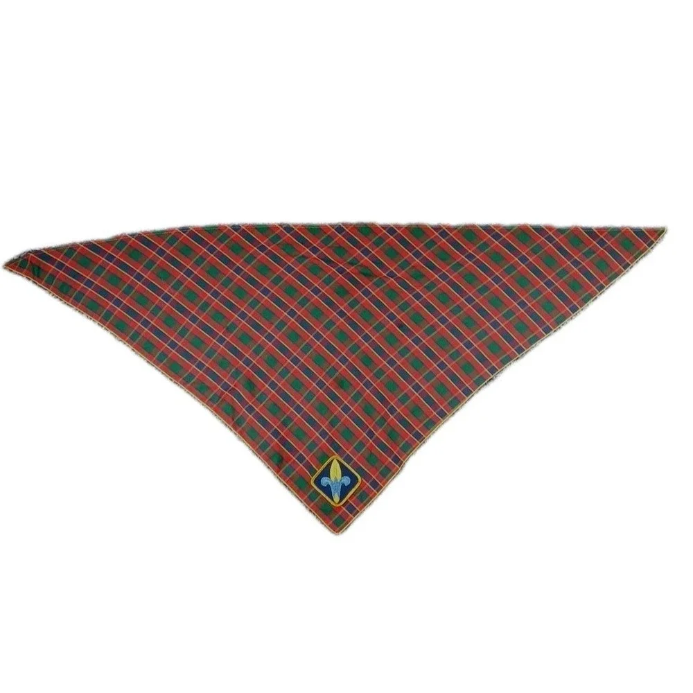 Boy Scouts of America Neckerchief Multicolor Plaid Scout Scarf Vintage